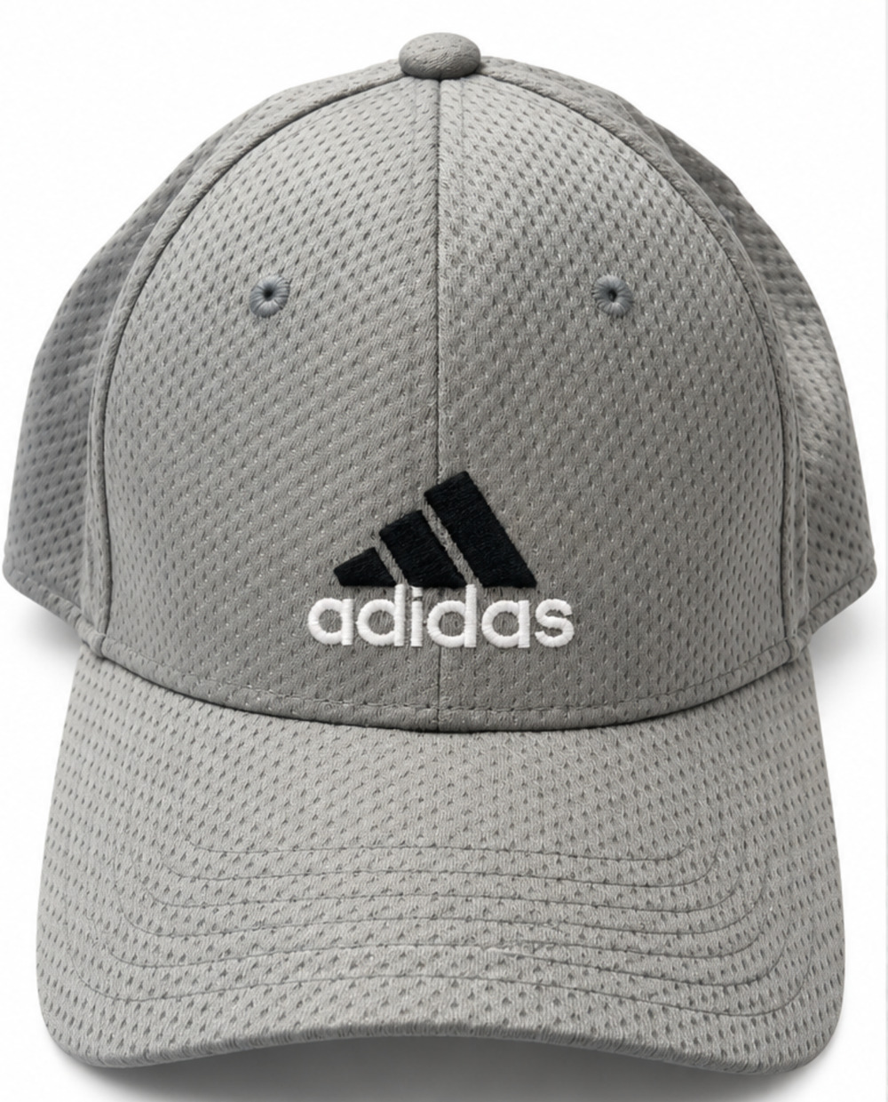 Adidas Gray Performance Mesh Baseball Cap Hat Black Logo Stretch Fit Size L/XL